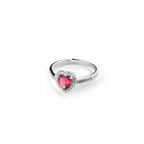 Anello regolabile con zircone a cuore rosso