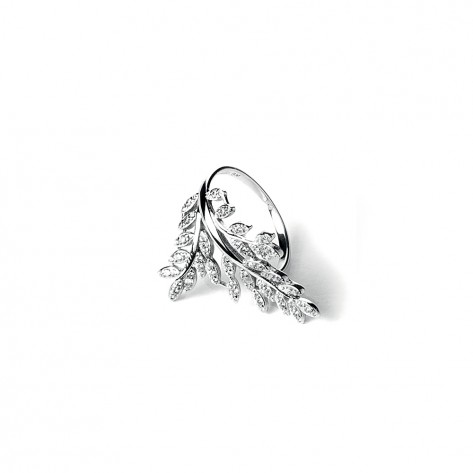Anello con foglie  con zirconi bianchi