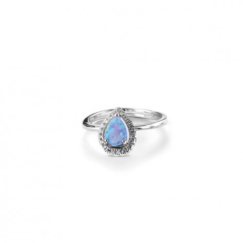 Anello con goccia azzurra in opale
