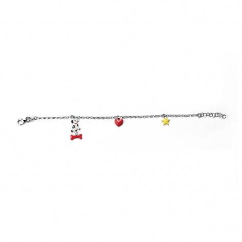 Bracciale con charms colorati a forma di cagnolino stella e cuore