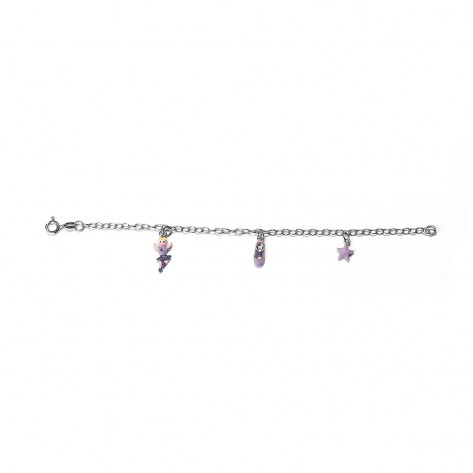 Bracciale con charms viola a forma di ballerina scarpette e stella 