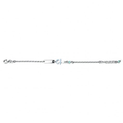 Bracciale con placchetta e ciuccio celeste