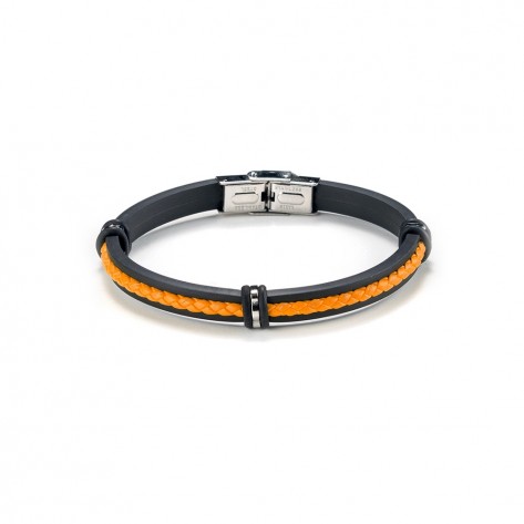 Bracciale in caucciù nero con fascia gialla