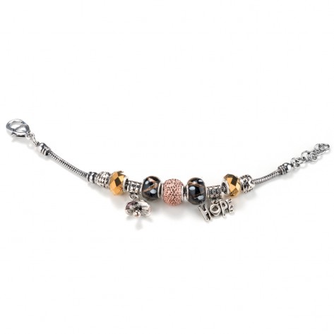 Bracciale con beads in vetro marrone e giallo 
