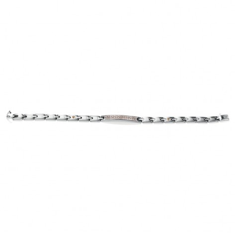 Bracciale uomo classico con piastra curva con greche