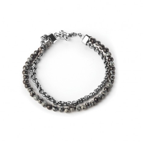 Bracciale doppiofilo con pietre dure nefrite