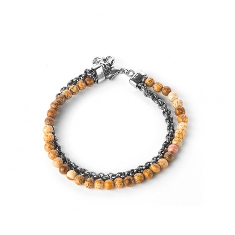 Bracciale doppiofilo con pietre dure paesina