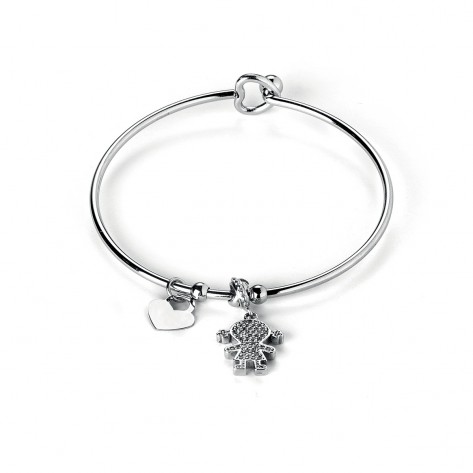 Bracciale rigido con charms bambina e cuore