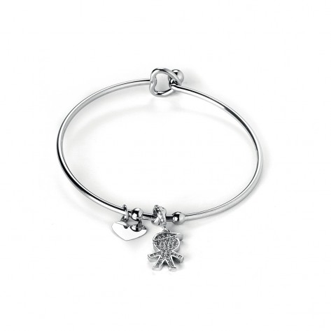 Bracciale rigido con charms bambino e cuore