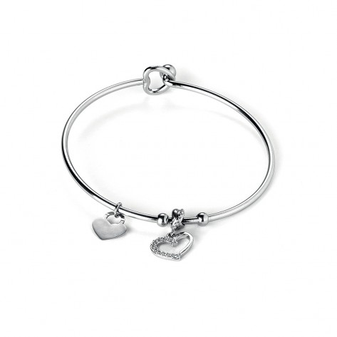 Bracciale rigido con charms a forma di cuori
