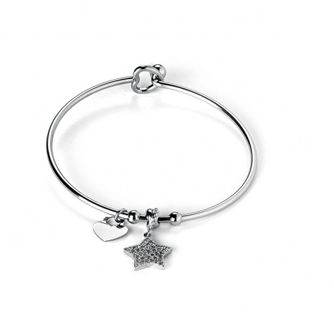 Bracciale rigido con charms stella e cuore