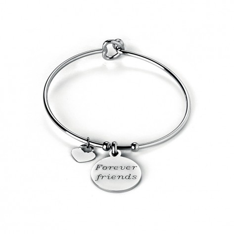 Bracciale rigido con charms con scritta forever friends