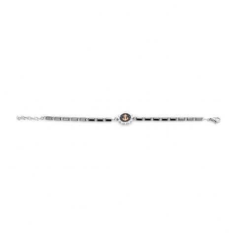 Bracciale con ematite e ancora dorata