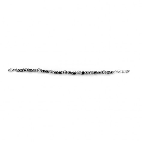 Bracciale in ematite e acciaio 