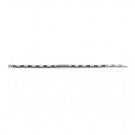 Bracciale a maglie argentate con linea di zirconi 