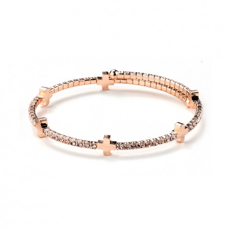 Bracciale semirigido con croci e zirconi