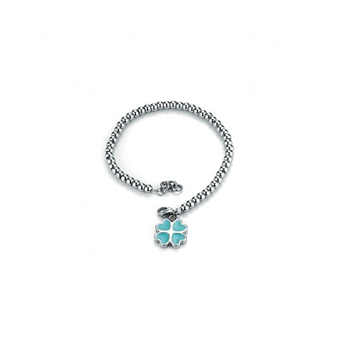 Bracciale con charme a forma di quadrifoglio turchese