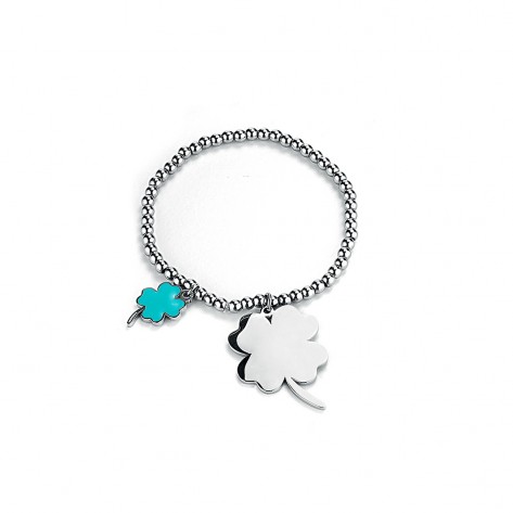 Bracciale con due charms a forma di quadrifogli