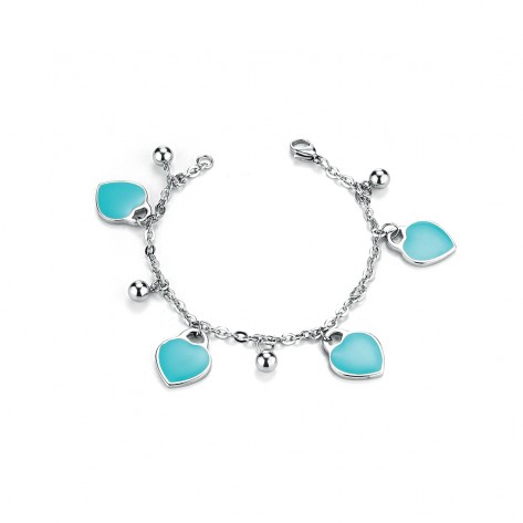 Bracciale con charms a forma di cuori turchesi e sfere