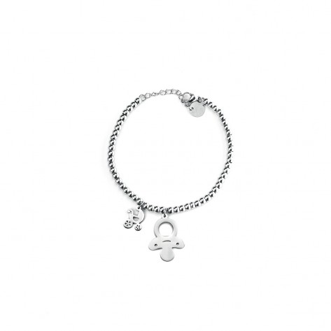 Bracciale a pallini con charms a forma di ciuccio