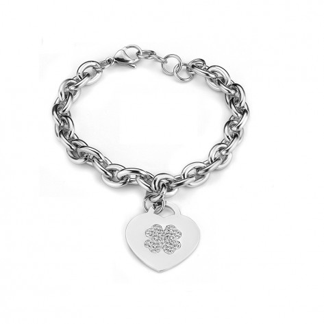Bracciale con charme a cuore con quadrifoglio