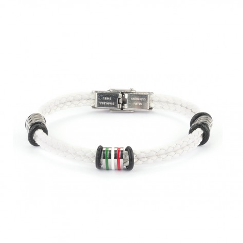 Bracciale in pelle bianca con colori Italia