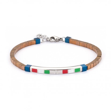 Bracciale color ottone con bandiera italiana