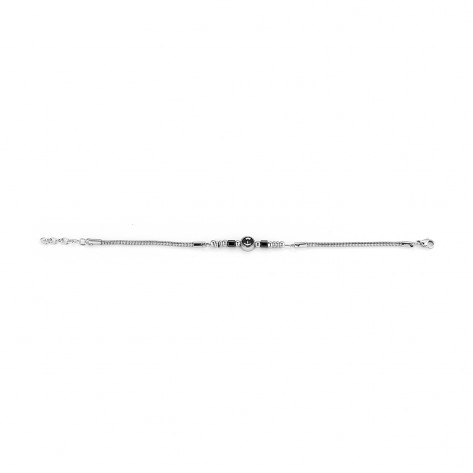 Bracciale con rosa dei venti in acciaio ed ematite