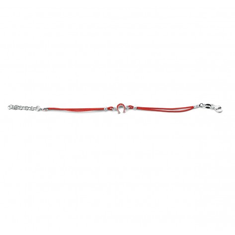 Bracciale con filo rosso ed elemento centrale a forma di ferro di cavallo