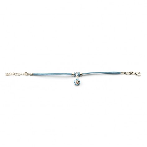 Bracciale con filo celeste ed elemento centrale a forma di sole