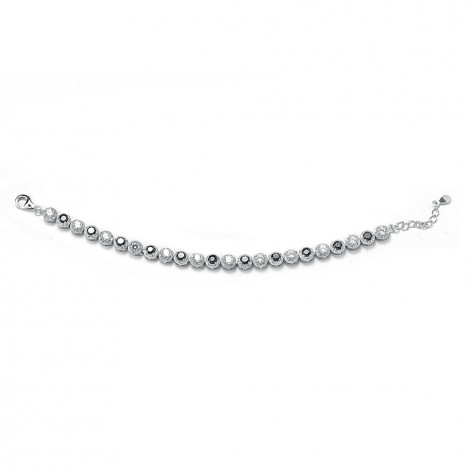 Bracciale con cerchi di zirconi bianchi e neri