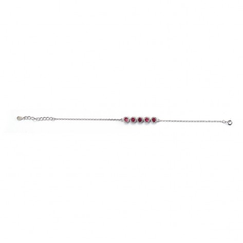 Bracciale con cinque cerchi con zirconi rossi