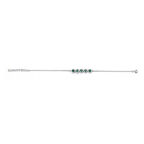 Bracciale con cinque cerchi con zirconi verdi