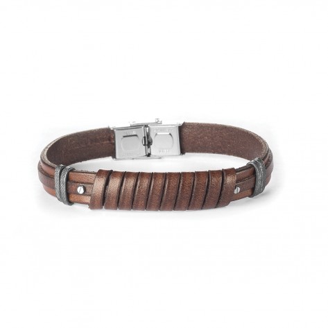 Bracciale in vero cuoio marrone