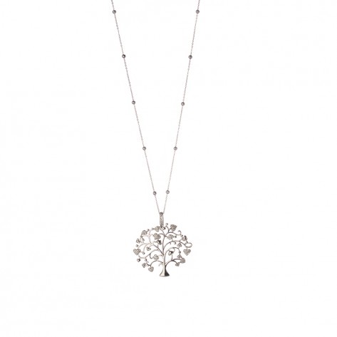 Collana argentata con albero della vita con cuori 