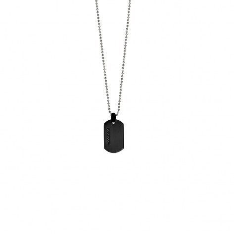 Collana con targhetta militare mera con dettaglio catena nera