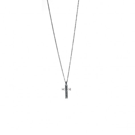 Collana con ciondolo a croce con cilindro antracite