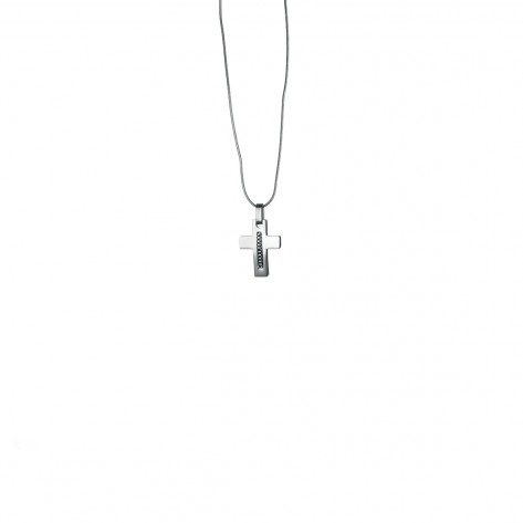 Collana con ciondolo a croce con dettaglio catena al centro