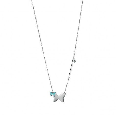 Collana con farfalle in acciaio e turchese