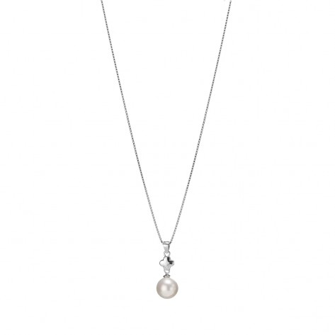 Collana con ciondolo perla con quadrifoglio