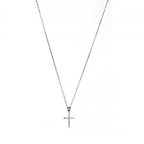 Collana con croce sottile con zirconi