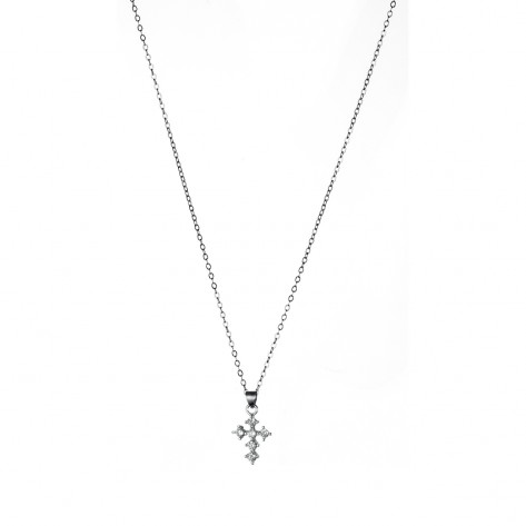 Collana con croce lobata con zirconi