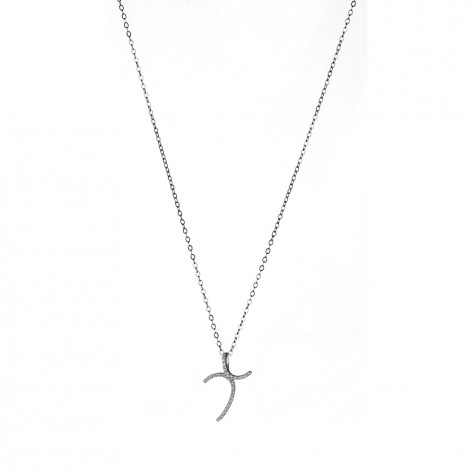 Collana con croce asimmetrica con zirconi
