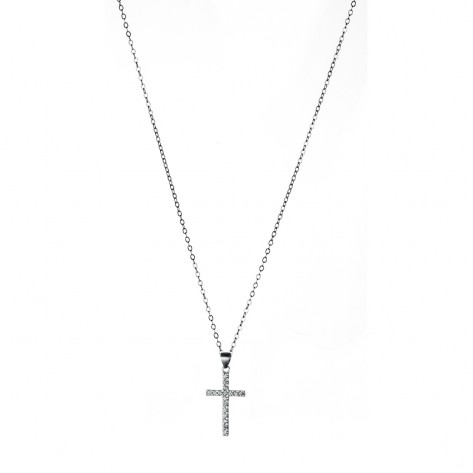 Collana con croce sottile con zirconi