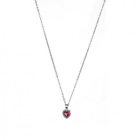 Collana con zircone a cuore rosso