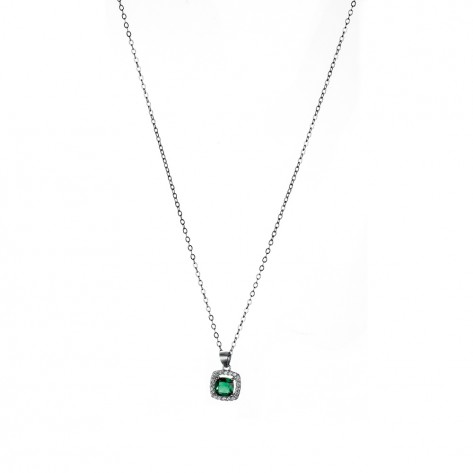Collana con zircone quadrato verde