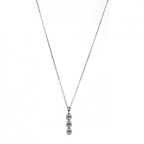 Collana con pendente con tre gocce con zirconi colorati 