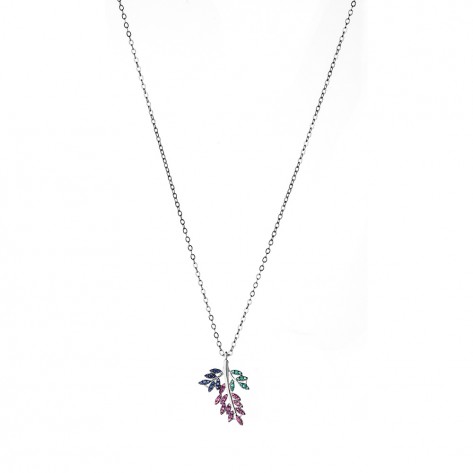 Collana con foglie con zirconi