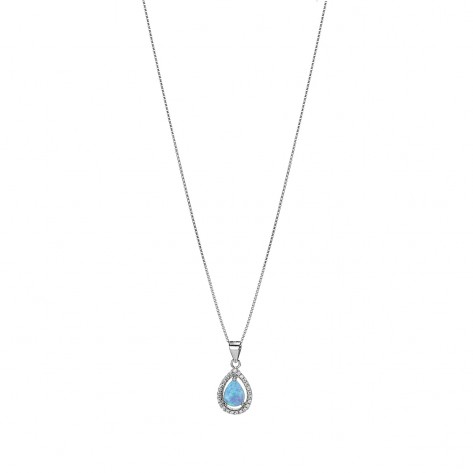 Collana con ciondolo a goccia azzurro in opale