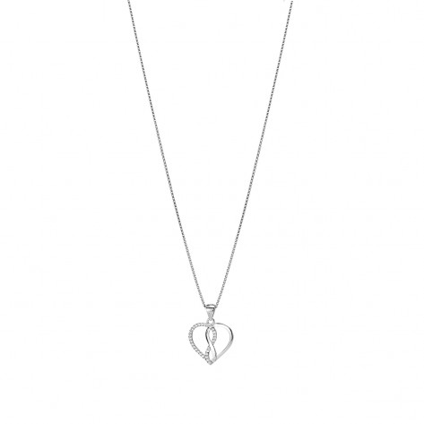 Collana con ciondolo infinito dentro un cuore con da zirconi